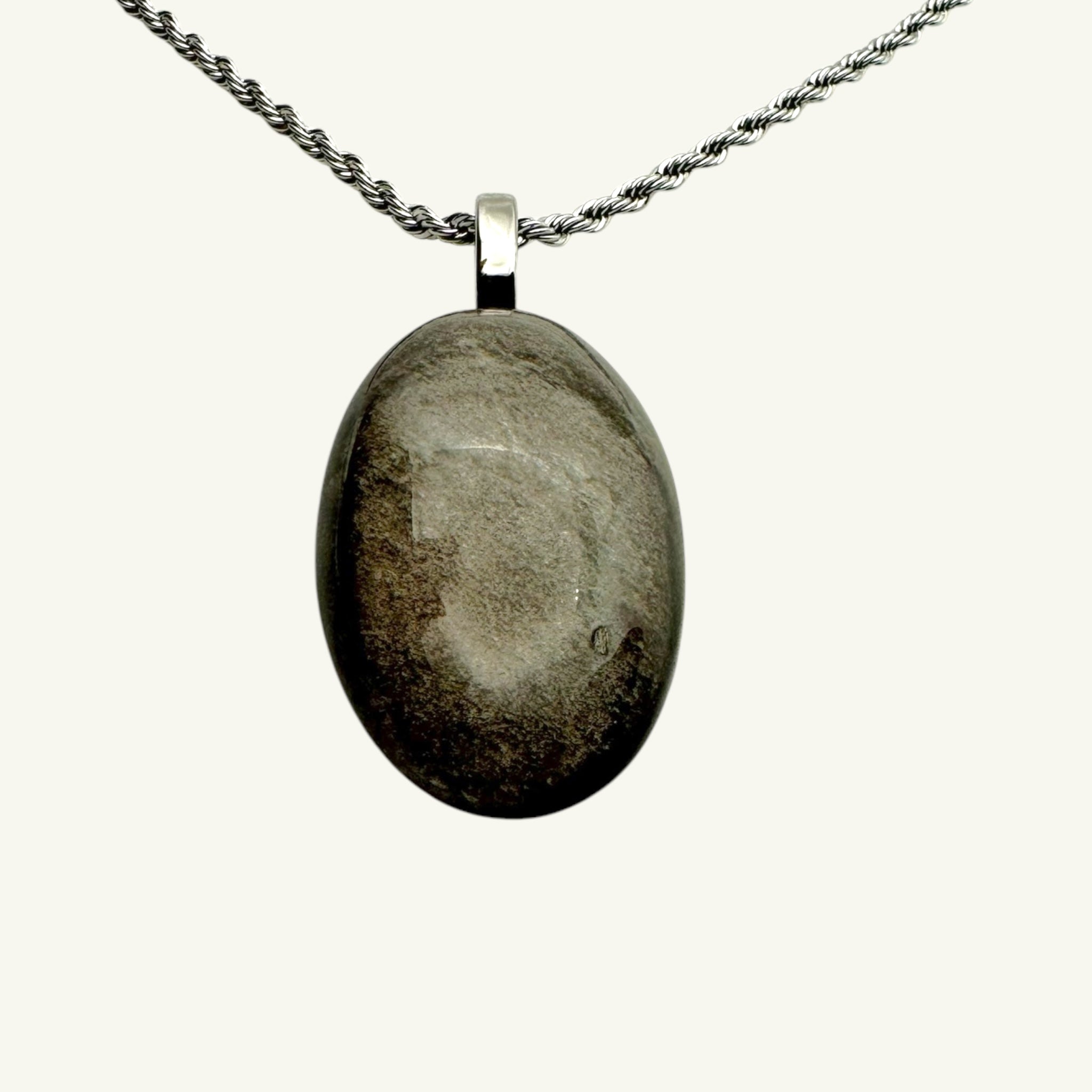 Collana ossidiana argento 35x22 mm Sharifa Crystals